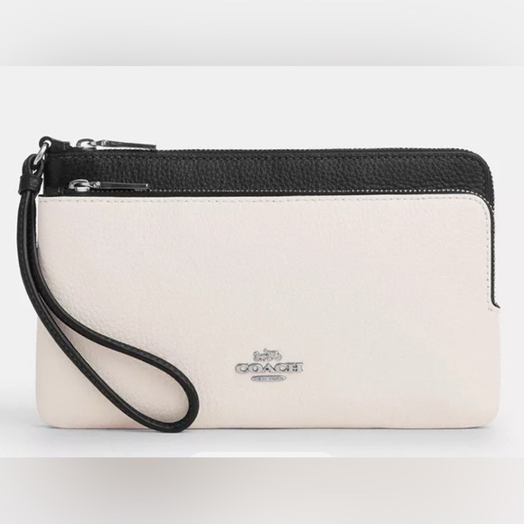 Coach - Double Zip Wallet in Blocked Signature Canvas (Chalk/Indigo) — NEW - Picture 5 of 5